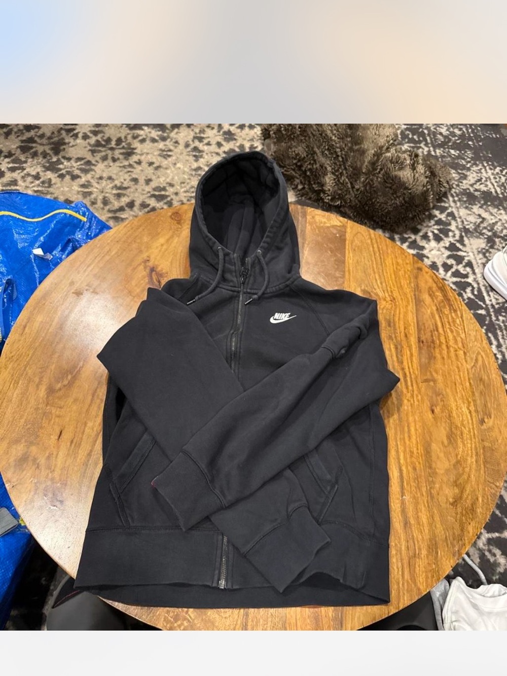 Nike Black Zip-Up Hoodie with White Swoosh